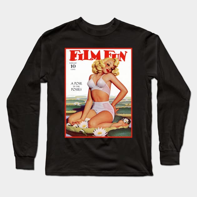 Film Fun, vintage pulp magazine cover Long Sleeve T-Shirt by Teessential